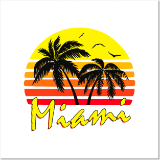 Miami Retro Sunset Posters and Art